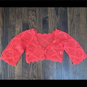Riko Cotton Crochet Bolero Sundress Sweater M 4/5 years